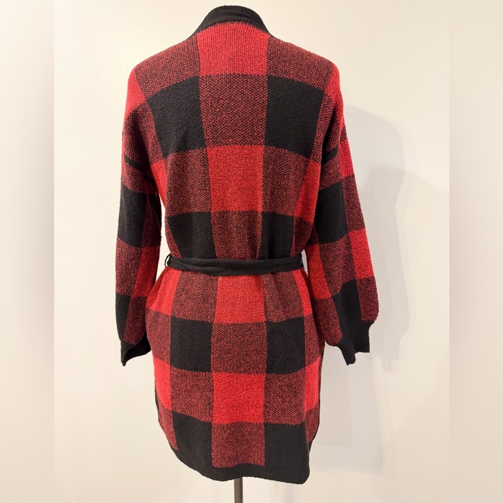 Anne Klein red black Sweater Cardigan NWT L - Picture 2 of 3